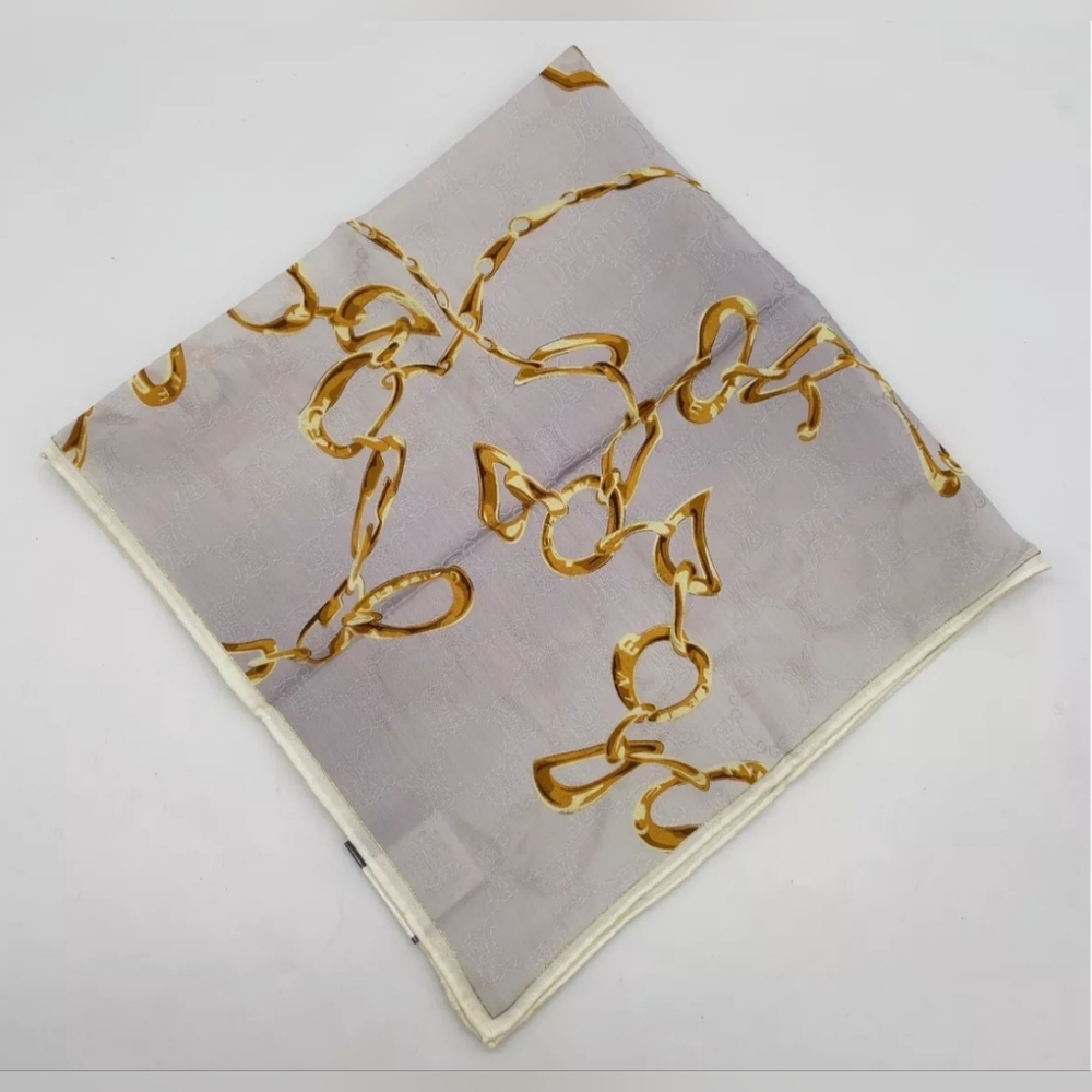 NWT Celine Silk Gold Chain Pattern Scarf - Picture 5 of 6